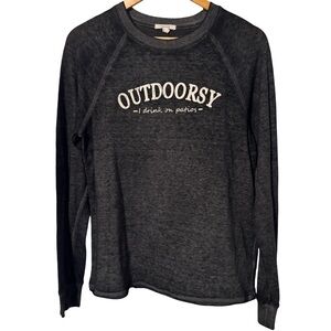 Maurice’s Outdoorsy Graphic Slub Long Sleeve Gray Sweatshirt